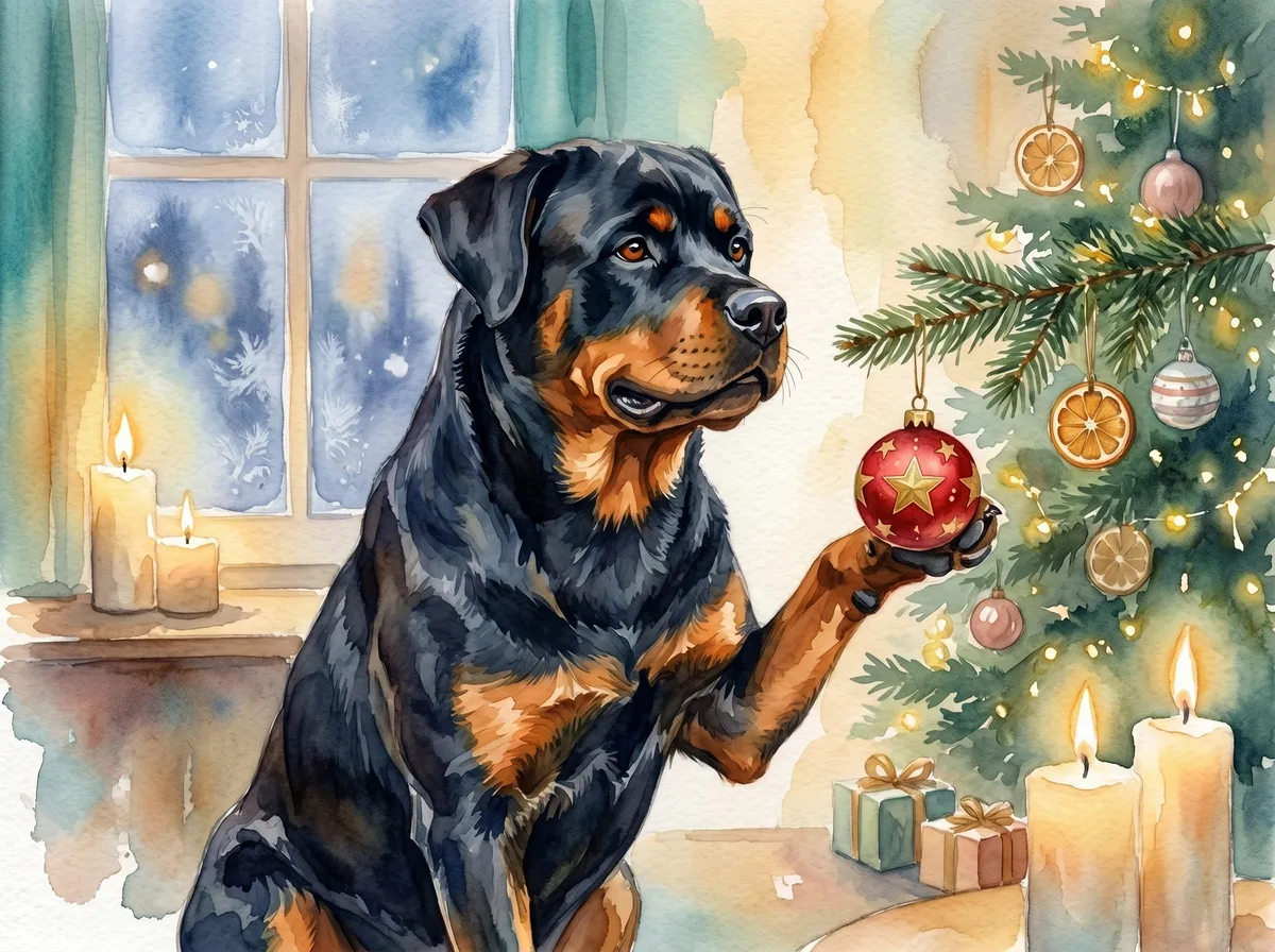 Rottweiler watercolor calendar month 12